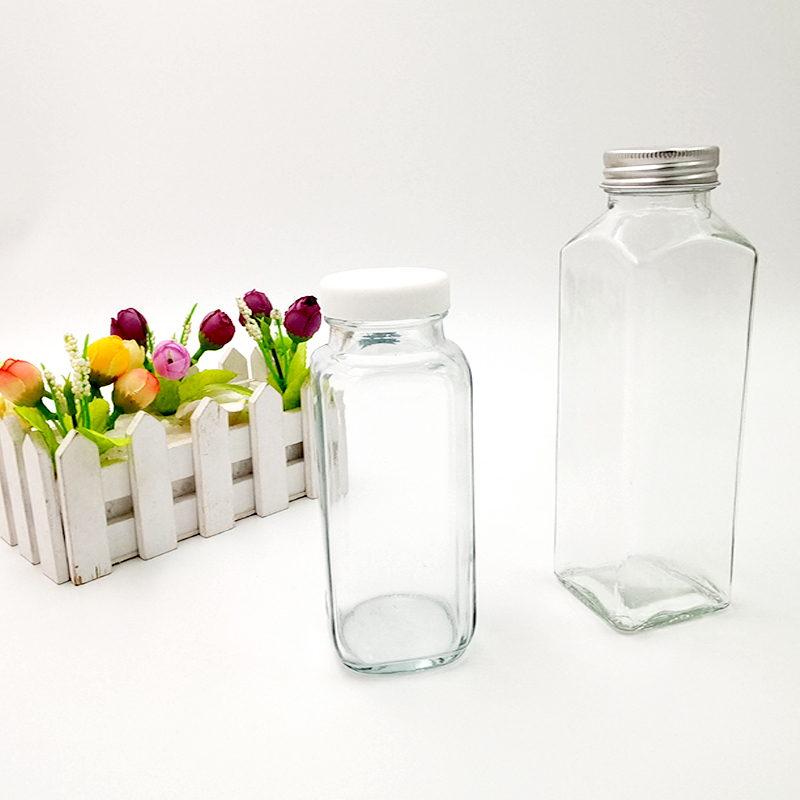 custom transparent 350ml 500ml glass bottle with lid