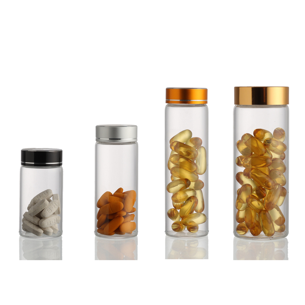 custom unique shape Wholesale 100ml 150ml clear gelatin vitamin capsule pill hemp bottle glass for pharmaceutical