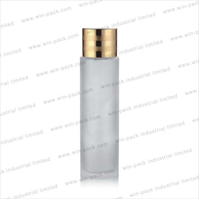 custom white color body lotion glass bottle with gold cap for skincare 100ml 120ml 200ml