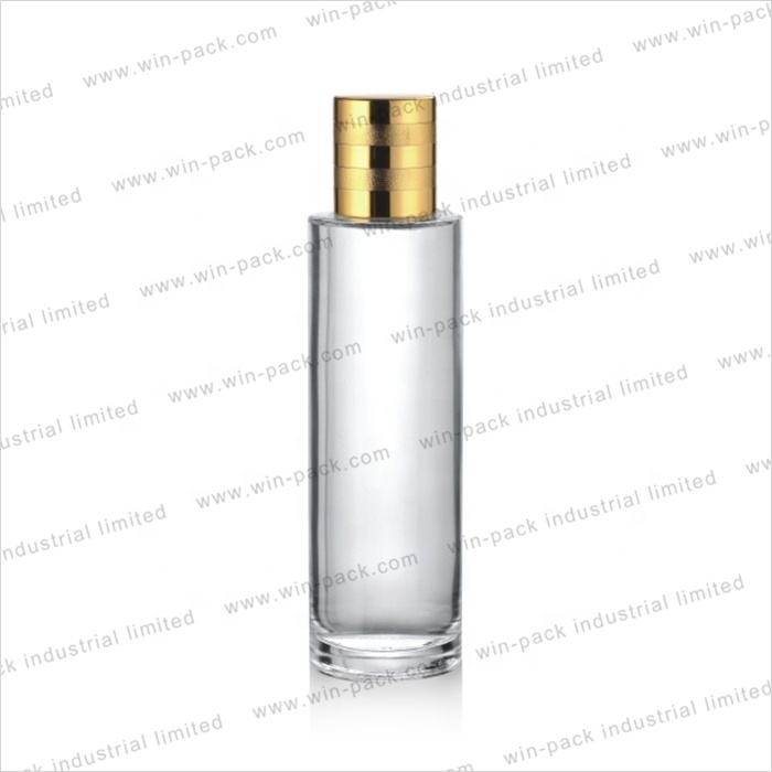 custom white color body lotion glass bottle with gold cap for skincare 100ml 120ml 200ml