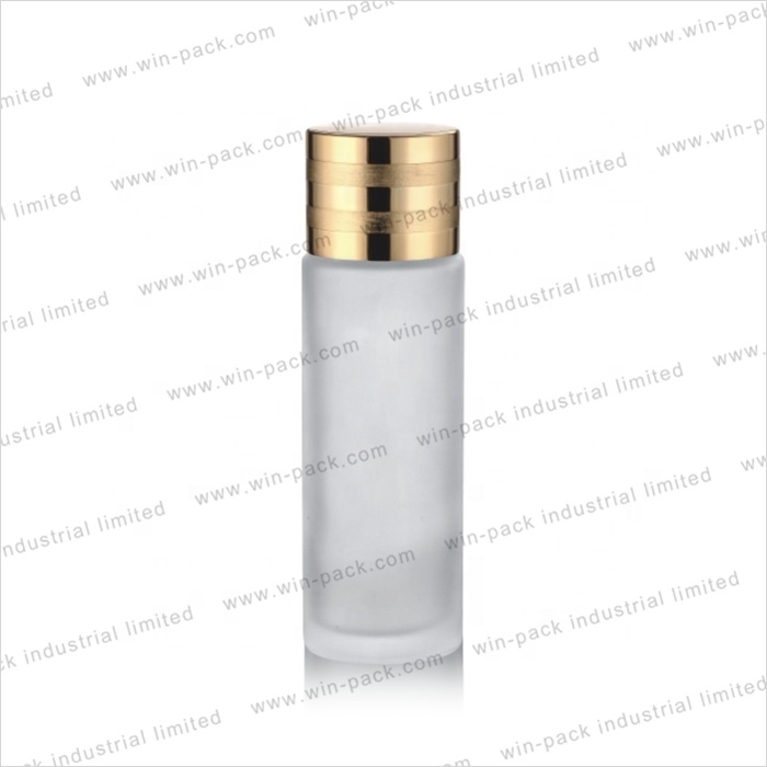 custom white color body lotion glass bottle with gold cap for skincare 100ml 120ml 200ml