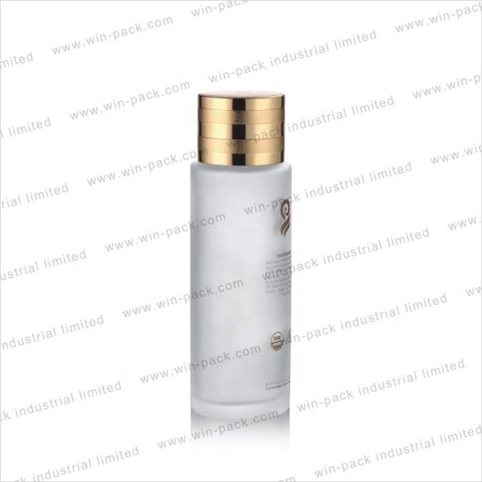 custom white color body lotion glass bottle with gold cap for skincare 100ml 120ml 200ml