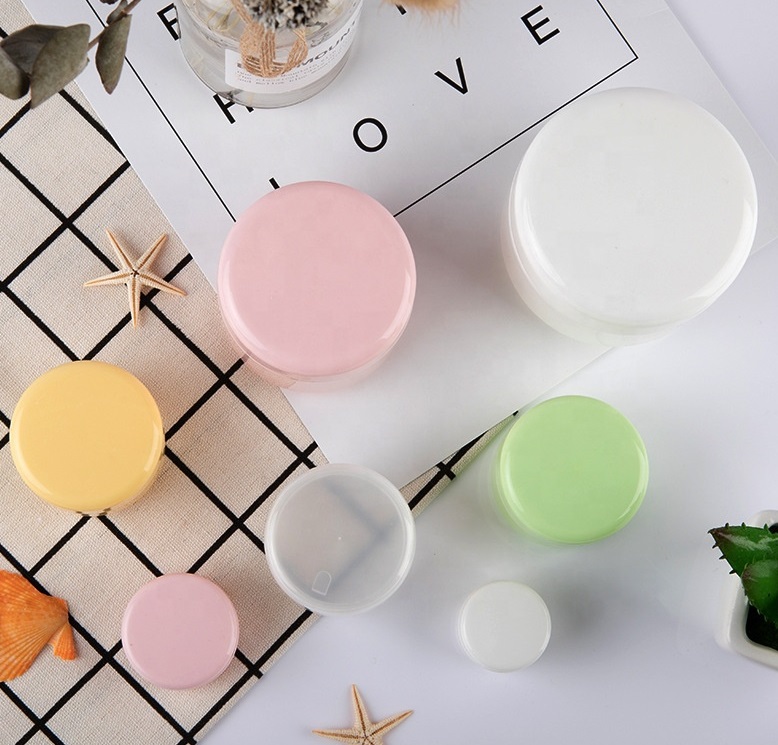 custom white pink yellow green pp jar gram cosmetic containers plastic cans of creams