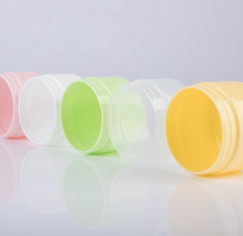 custom white pink yellow green pp jar gram cosmetic containers plastic cans of creams