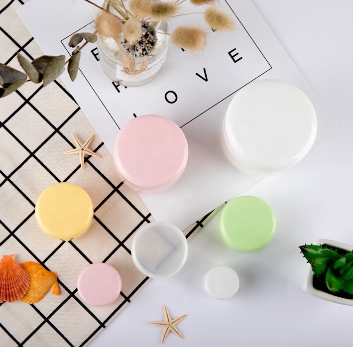 custom white pink yellow green pp jar gram cosmetic containers plastic cans of creams