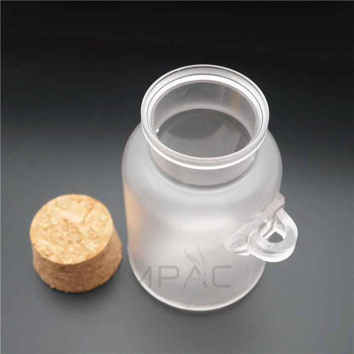 custom wooden plug matte plastic scrub bath salt jar with spoon 100g