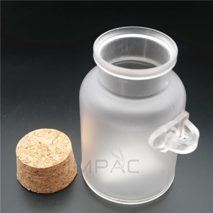 custom wooden plug matte plastic scrub bath salt jar with spoon 100g