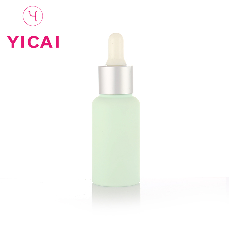 customizable frosted green essential oil 15ml glass eye dropper bottle