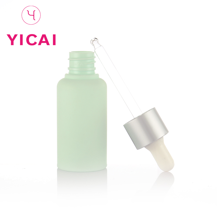 customizable frosted green essential oil 15ml glass eye dropper bottle