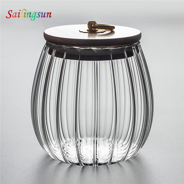 customization capacity hand craft stripe pyrex glass food storage cantainer