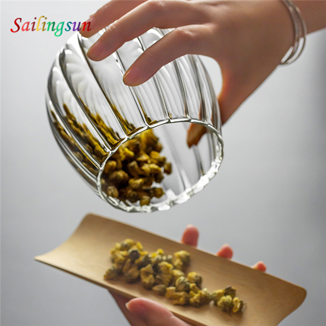 customization capacity hand craft stripe pyrex glass food storage cantainer