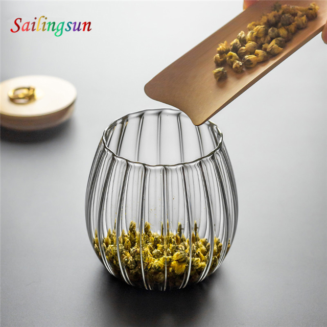 customization capacity hand craft stripe pyrex glass food storage cantainer
