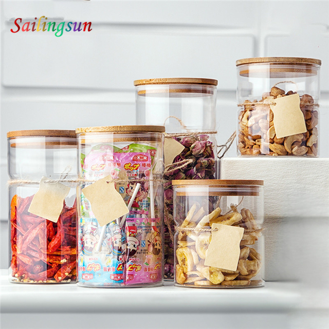 customization capacity handcraft candy noodle pyrex glass storage jar