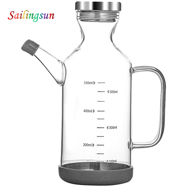 customization capacity metal lid handmade pyrex glass olive oil cruet