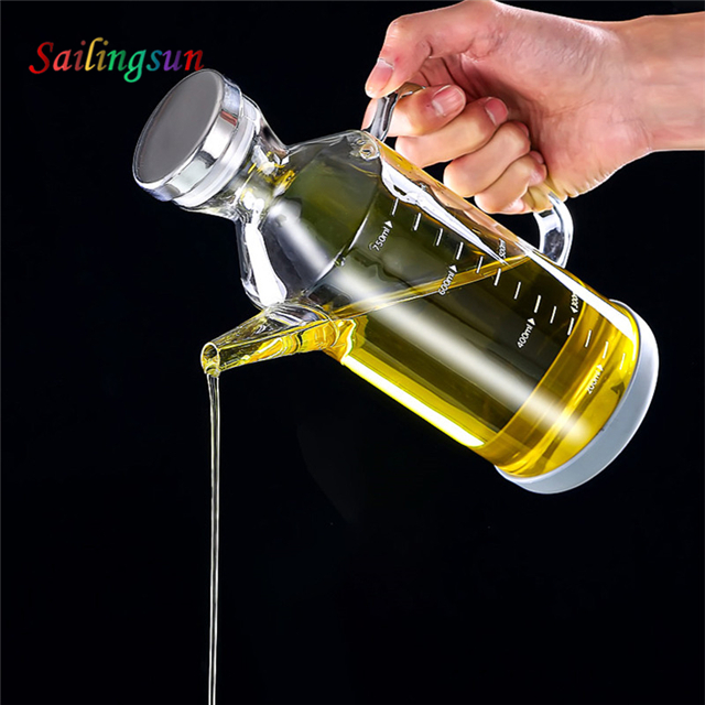 customization capacity metal lid handmade pyrex glass olive oil cruet