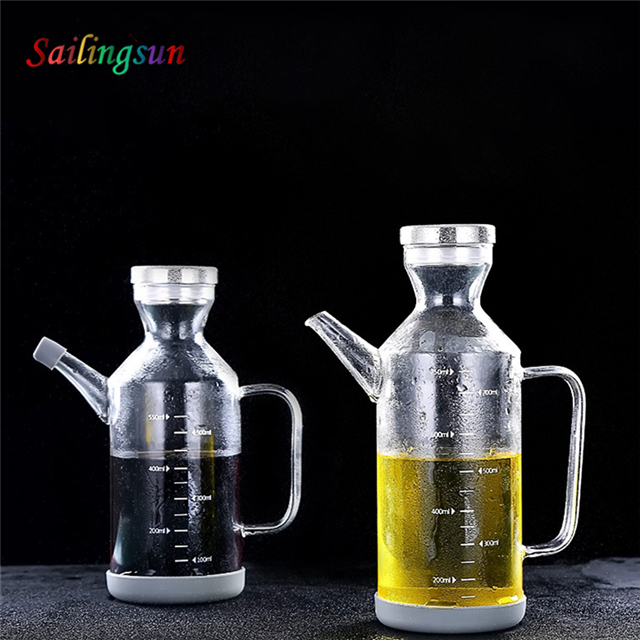 customization capacity metal lid handmade pyrex glass olive oil cruet