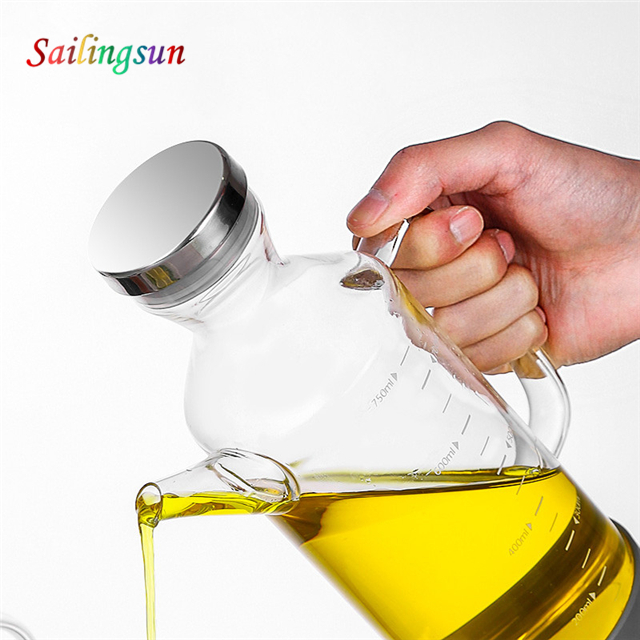 customization capacity metal lid handmade pyrex glass olive oil cruet