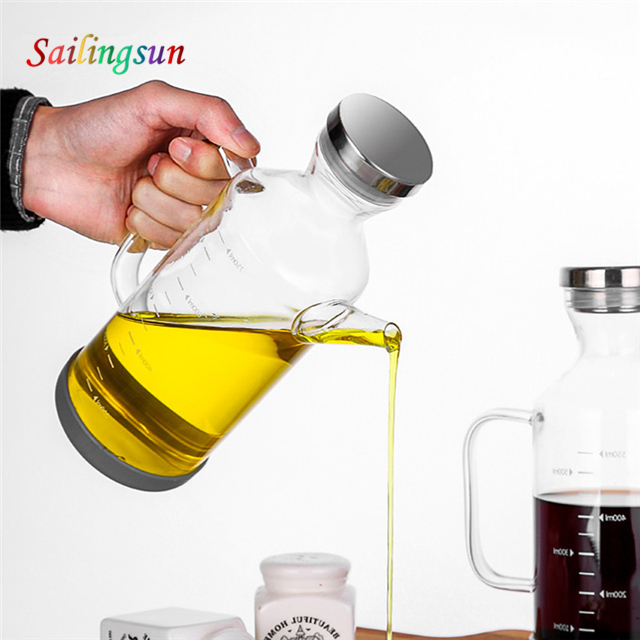 customization capacity metal lid handmade pyrex glass olive oil cruet