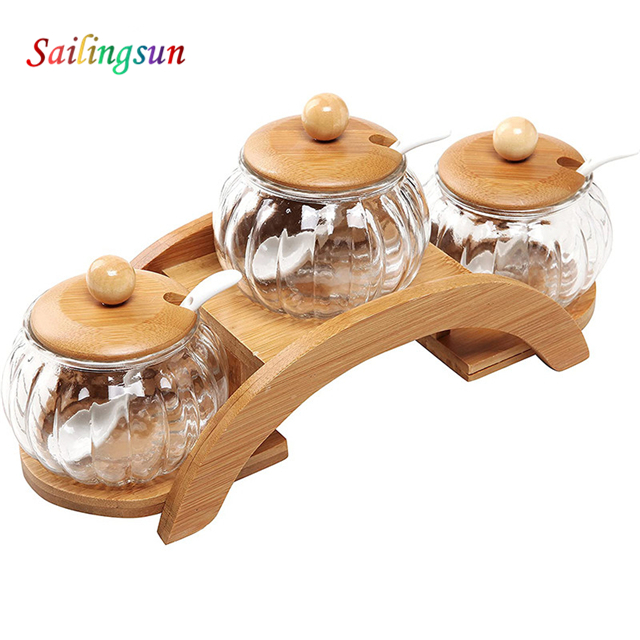 customization capacity with lid and spoon handmade pyrex glass jar set