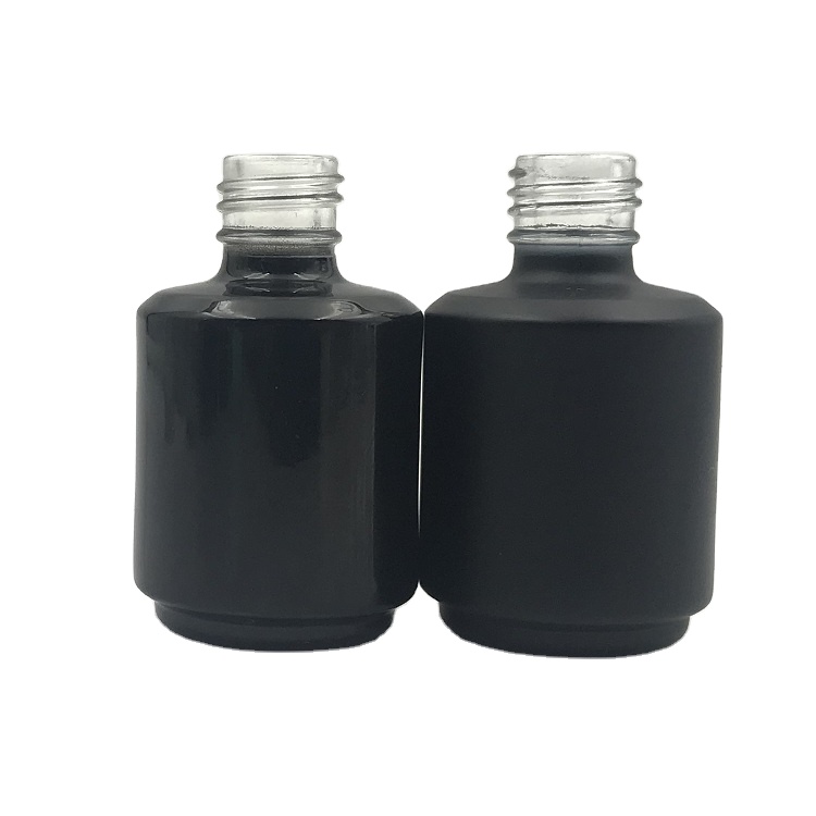 customization smooth black Round Shape 8ml 16ml Nail Polish glass Bottle With brush cap