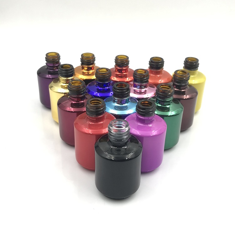 customization smooth black Round Shape 8ml 16ml Nail Polish glass Bottle With brush cap