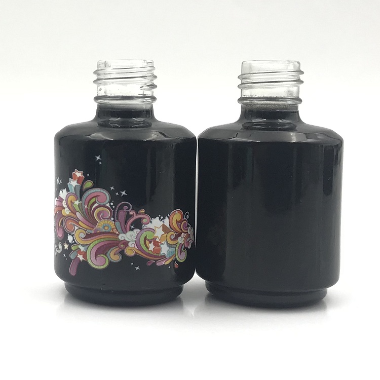 customization smooth black Round Shape 8ml 16ml Nail Polish glass Bottle With brush cap