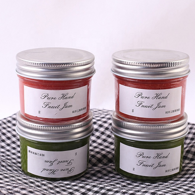 customize 100ml mini glass jar 3.5oz glass wedding jar with silver lids for mousse yogurt pudding candy sweets caviar jam jelly