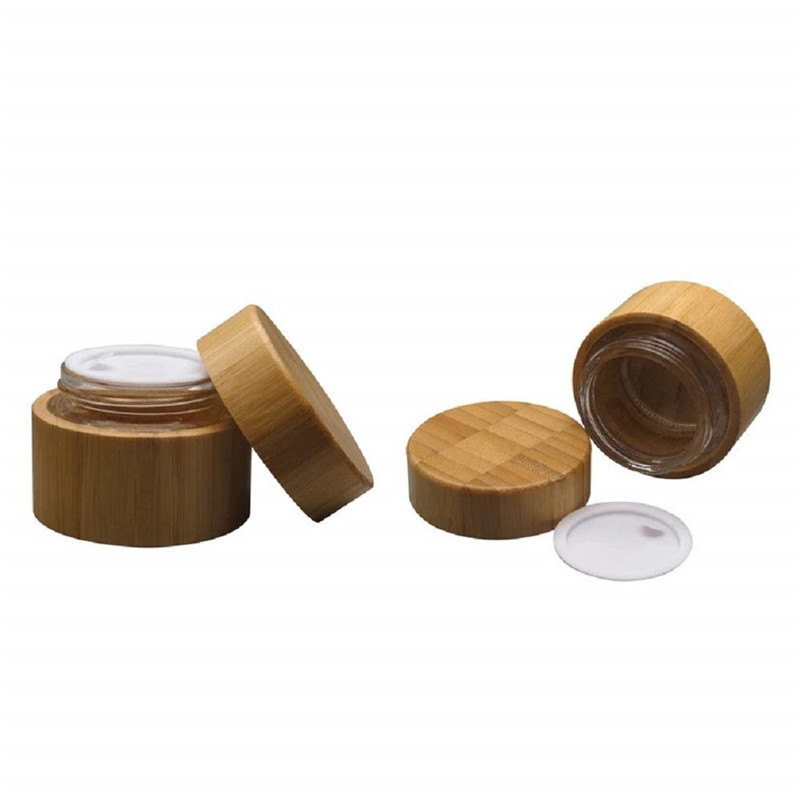 customize 10g 30g 50g 100g glass cosmetic cream jar with bamboo lid