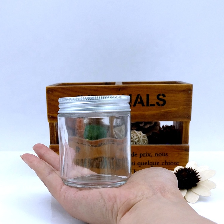 customize 120ml nuts and dried fruits bottle 4oz vacuum glass foods jar with aluminum screw lids for vitamin facial cream mask