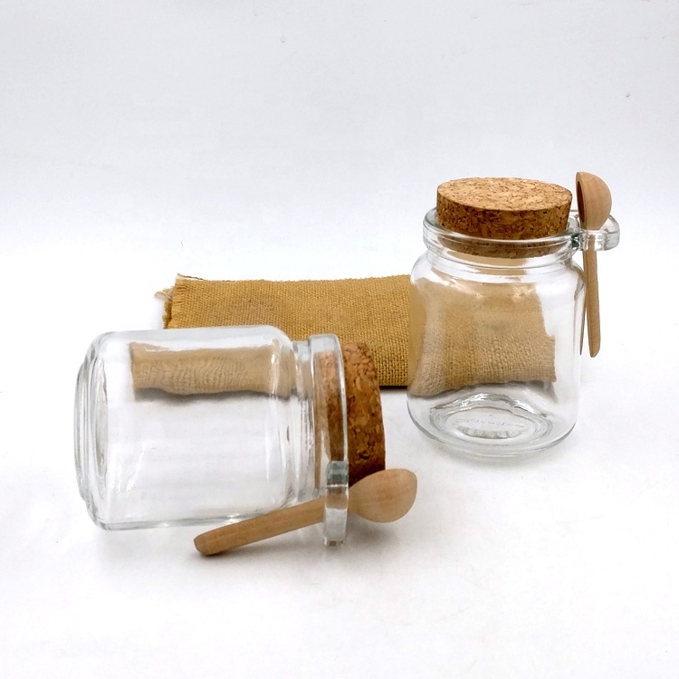 customize 120ml scrub cream package 4oz milk pudding bottle 250ml glass jar with cork lid and spoon for nuts wedding honey foods