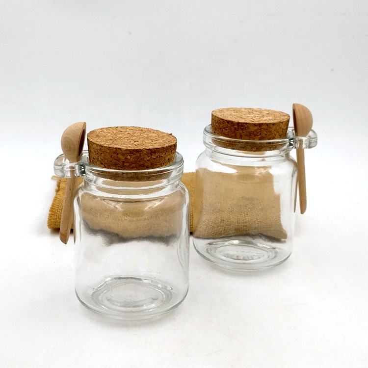 customize 120ml scrub cream package 4oz milk pudding bottle 250ml glass jar with cork lid and spoon for nuts wedding honey foods
