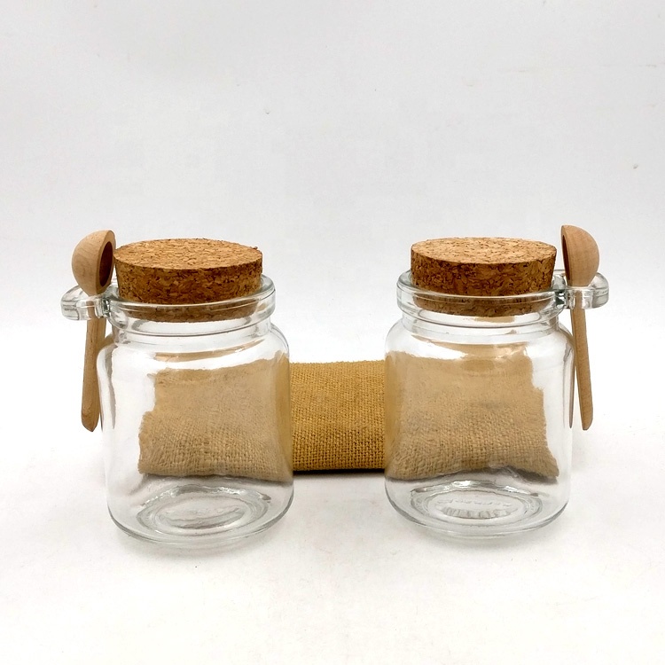 customize 120ml scrub cream package 4oz milk pudding bottle 250ml glass jar with cork lid and spoon for nuts wedding honey foods