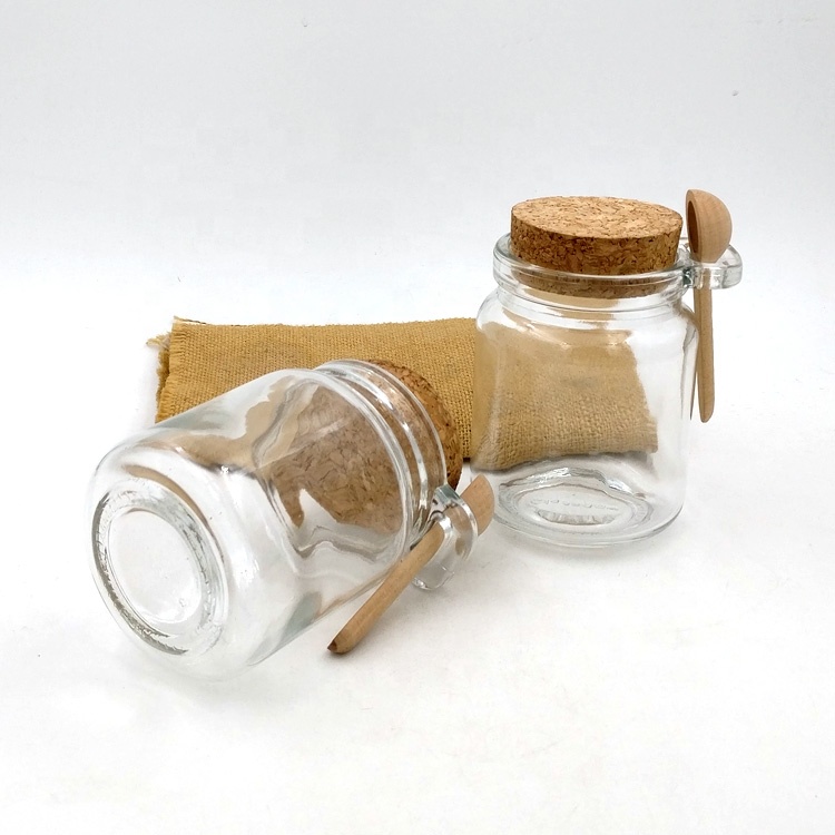customize 120ml scrub cream package 4oz milk pudding bottle 250ml glass jar with cork lid and spoon for nuts wedding honey foods