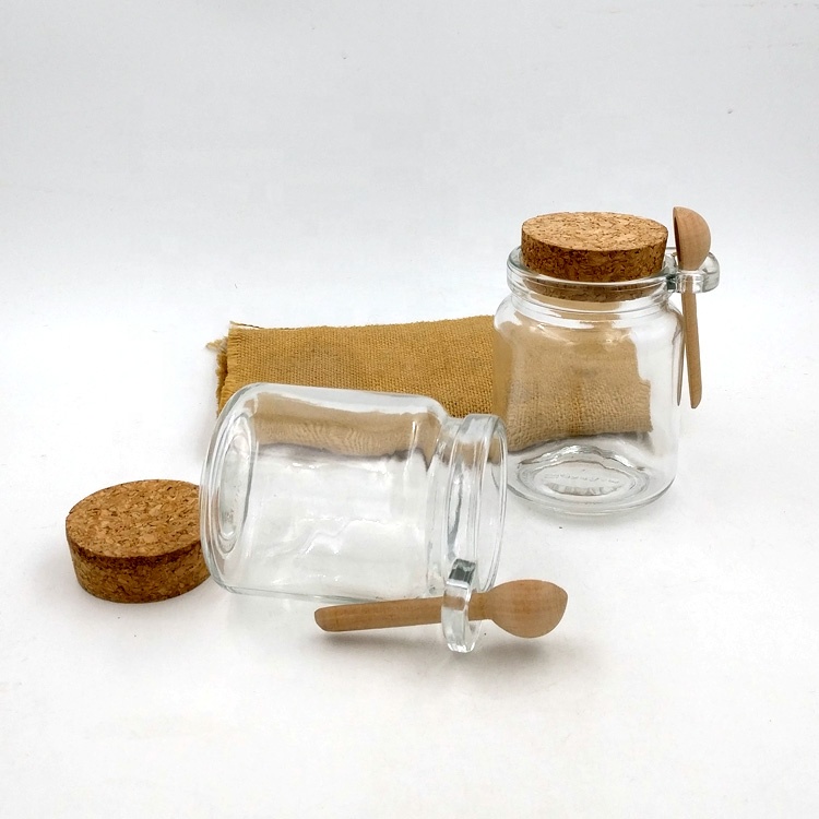 customize 120ml scrub cream package 4oz milk pudding bottle 250ml glass jar with cork lid and spoon for nuts wedding honey foods
