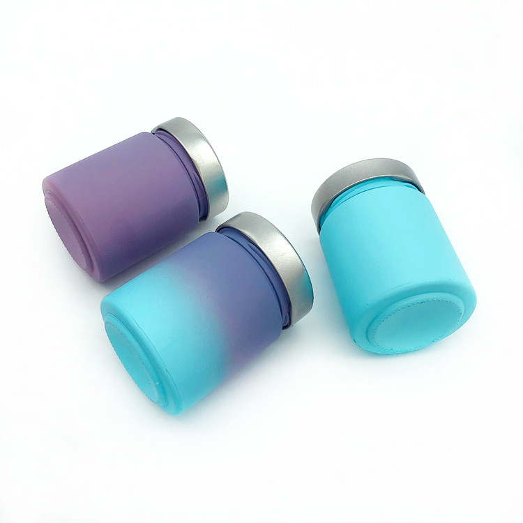customize 180ml round colored glass storage container jars with metal lid