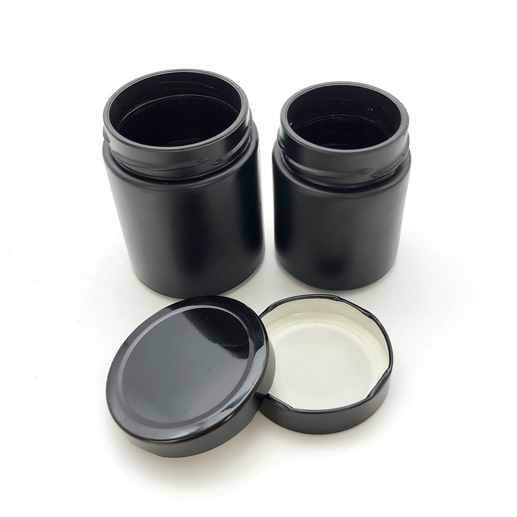 customize 200ml 280ml matte black round glass storage jar for canning food with lid