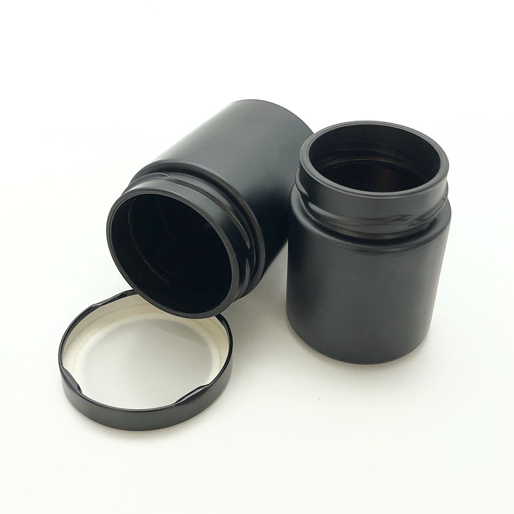 customize 200ml 280ml matte black round glass storage jar for canning food with lid