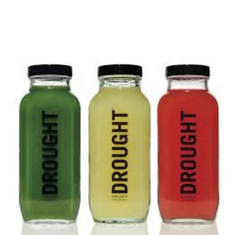 customize 250ml 300ml 350ml 500ml french square juice glass bottle with plastic black lids for kombucha homemade drinks tea milk
