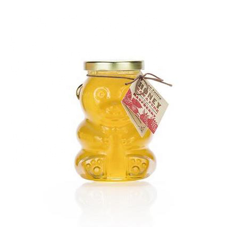 customize 250ml 8oz bear shaped packaging bottle 350g glass honey jars with gold cap for jam pickle candy jelly salad 120ml 6oz