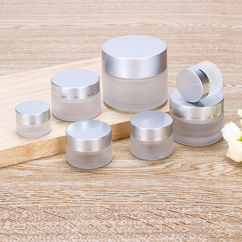 customize 5ml 10ml 15ml 20ml 30ml 50ml 100ml round white frosted glass face cream jar with cap