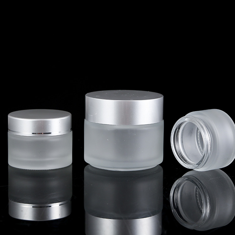 customize 5ml 10ml 15ml 20ml 30ml 50ml 100ml round white frosted glass face cream jar with cap