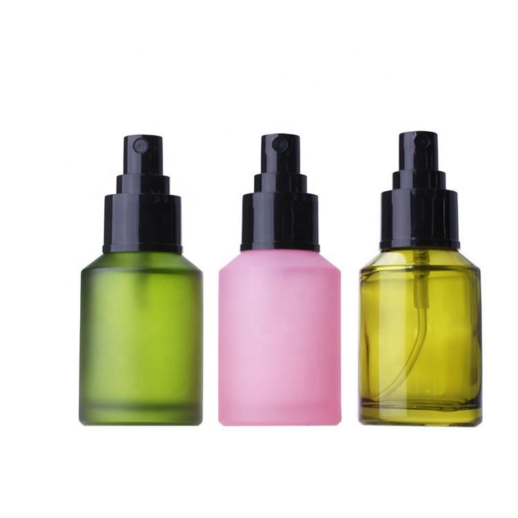 customize empty frosted pink cosmetic alcohol-free toner packaging 1oz 2oz 30ml 60ml Fine mist spray glass bottle with sprayers
