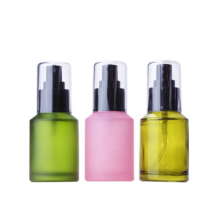 customize empty frosted pink cosmetic alcohol-free toner packaging 1oz 2oz 30ml 60ml Fine mist spray glass bottle with sprayers