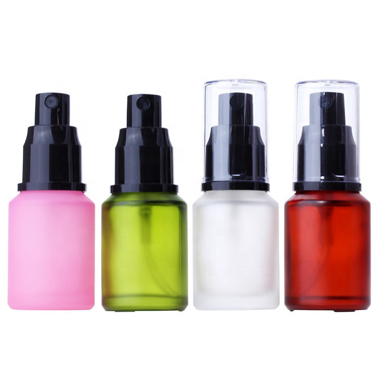 customize empty frosted pink cosmetic alcohol-free toner packaging 1oz 2oz 30ml 60ml Fine mist spray glass bottle with sprayers