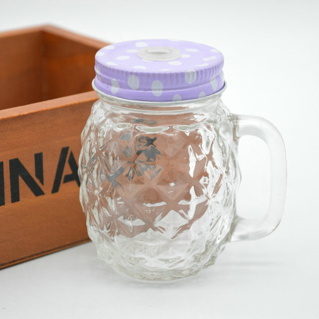 customize  pineapple shape 120ml mini shot glasses 4oz glass mason jar with handle
