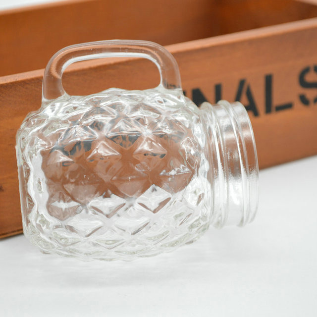 customize pineapple shape 120ml mini shot glasses 4oz glass mason jar with handle