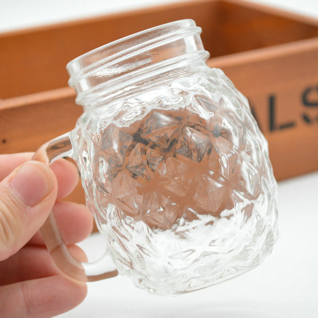 customize pineapple shape 120ml mini shot glasses 4oz glass mason jar with handle