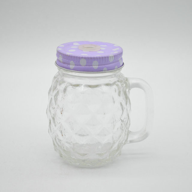 customize pineapple shape 120ml mini shot glasses 4oz glass mason jar with handle