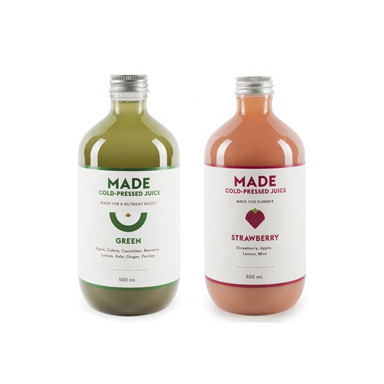 customize stocked 12oz 8oz 16oz clear boston round bottle 250ml 500ml 350ml clear juice glass bottle with aluminum lid for tea