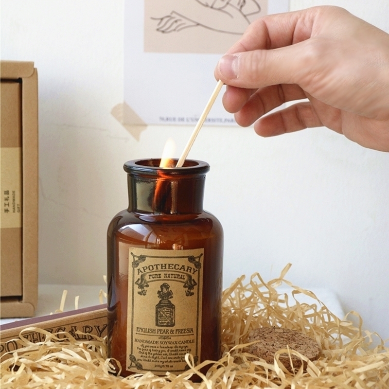 customize vintage amber apothecary candle jar soy candle jars glass